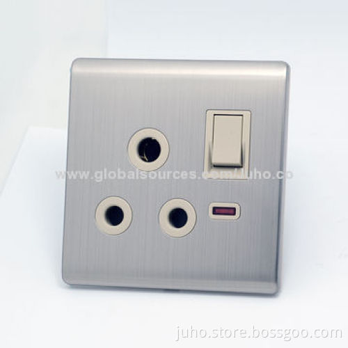15A multiple socket wall sockets, 1 Gang with red light, UK standard, electric switch & socket